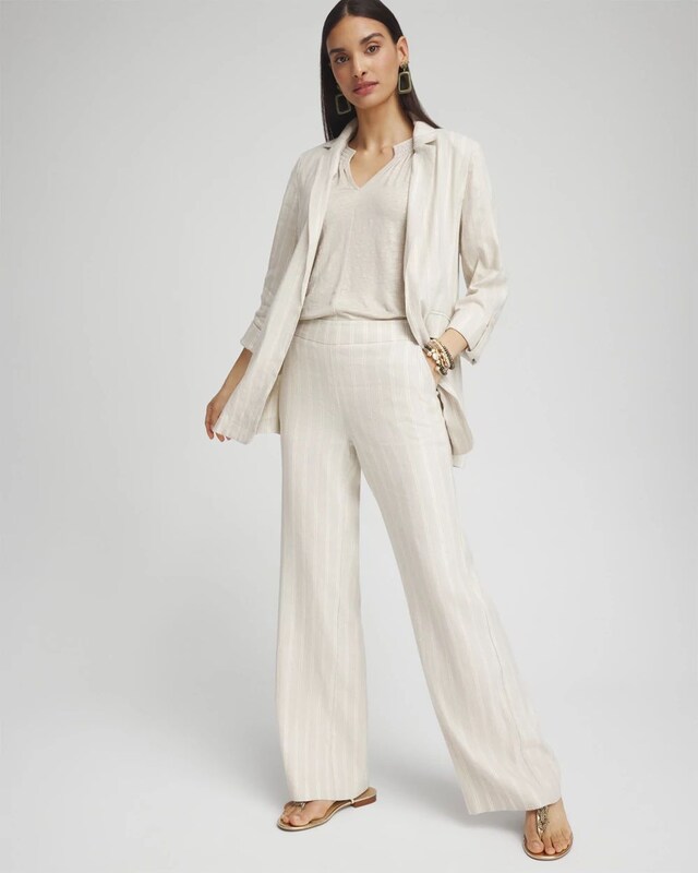 Linen Blend Stretch Stripe Blazer - image 2